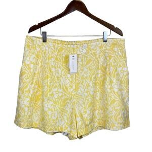 NWT Skies Are Blue Yellow Floral Linen Shorts Women Sz 1X Stretch Stitch Fix